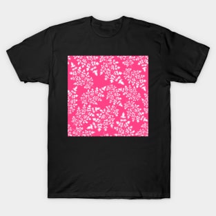 Hedgerow ferns in white on bright pink. T-Shirt